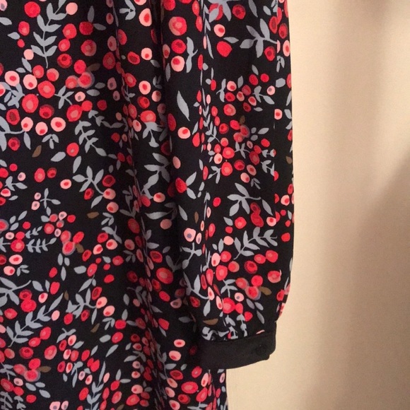 Loft Black Colorful Floral Keyhole Velvet Trim Mini Dress Size Small Tall - Picture 6 of 6